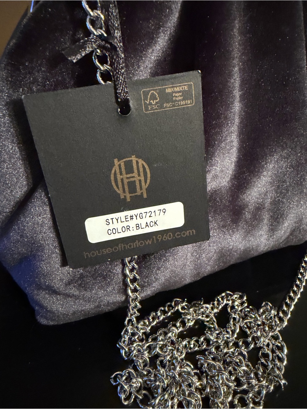 House of Harlow 1960 NWT Black Velvet Frame-Top Bag & Earring Set (P224) - Picture 6 of 13